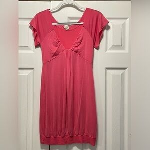 Aritzia Wilfred Dress banded bubble bottom cap sleeves pink coral tunic Small